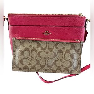 COACH EAST WEST CROSSBODY WITH POP UP POUCH IN CROSSGRAIN LEATHER F57788